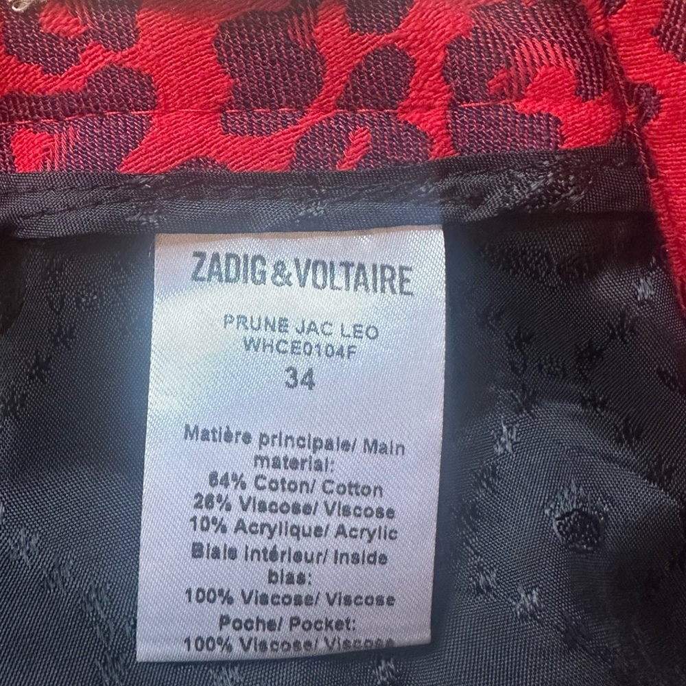 Zadig & Voltaire “Prune Jac Leo” Red/Black Leopard Jacquard Pants FR 34 / US 2 - Picture 8 of 9